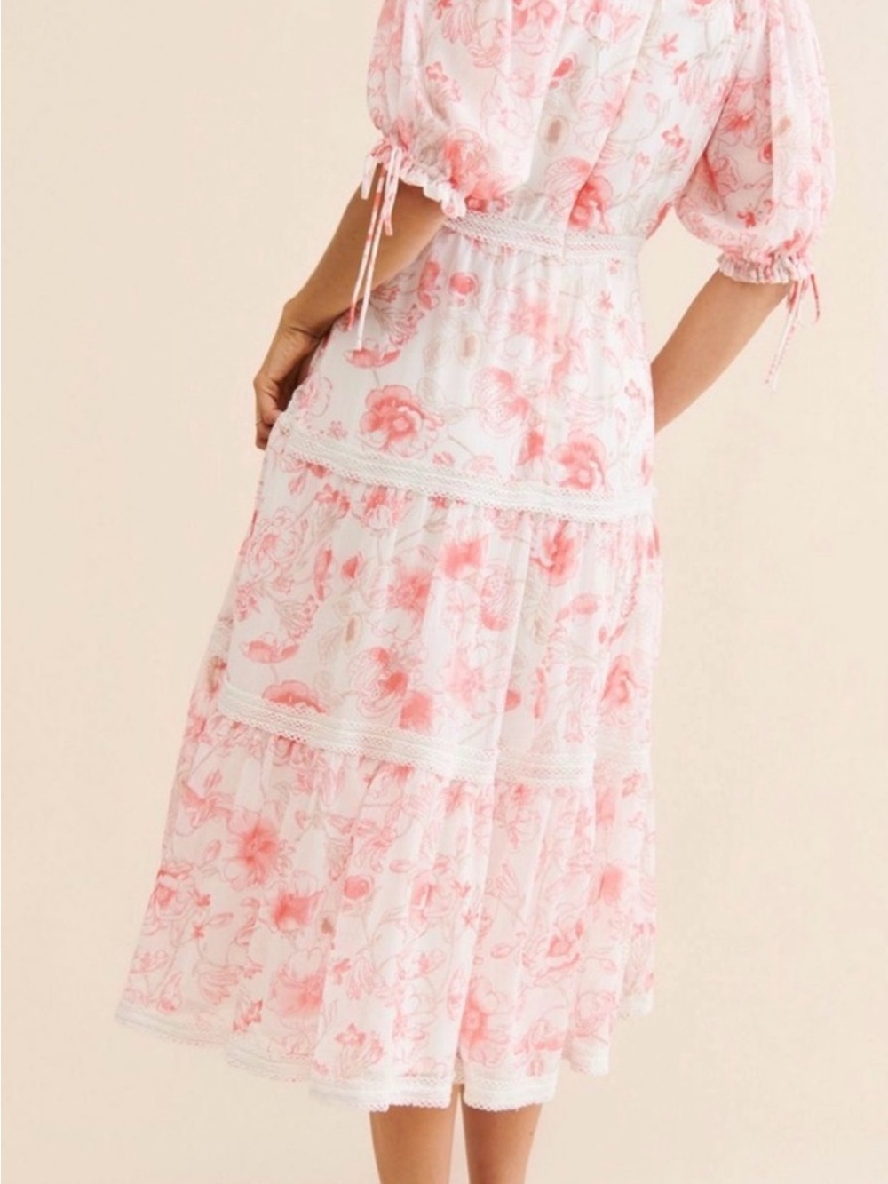 Rachel Parcell Pink and Cream Floral Midi Dress - Picture 3 of 12